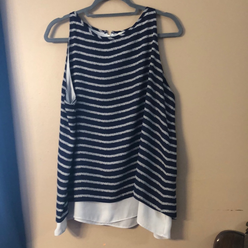 Navy and cream sleeveless top